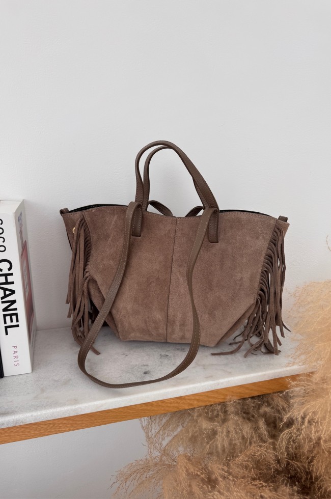 Sac Paula à franges en daim